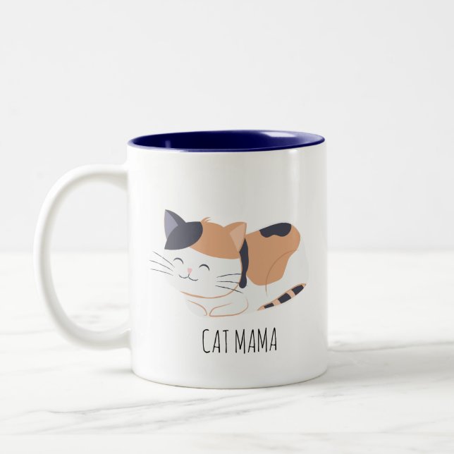Niedlich Calico Cat Personalisierte Mug Zweifarbige Tasse (Links)