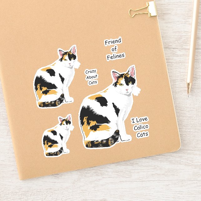 Niedlich Calico Cat Sticker Set (Notizbuch)