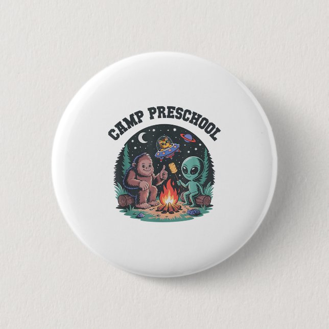 Niedlich Camp Out Preschool Tiny Bigfoot Campingpl Button (Vorderseite)
