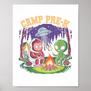 Niedlich Camp Pre-k Kids Alien Campground Bigfoot  Poster