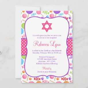 Niedlich Candy Bat Mitzvah Einladung