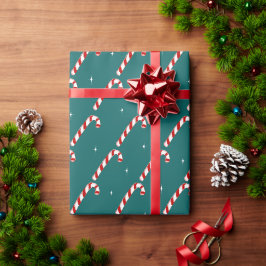 Niedlich Candy Cane Aquamarin Weihnachten Geschenkpapier