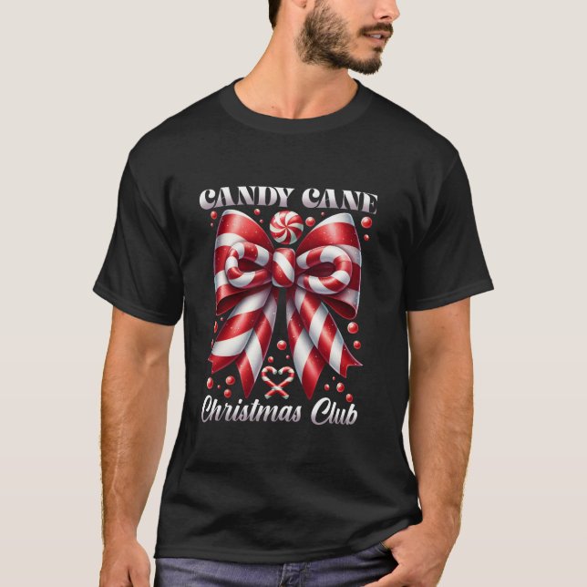 Niedlich Candy Cane Crew Coquette Bow Candy Lover  T-Shirt (Vorderseite)