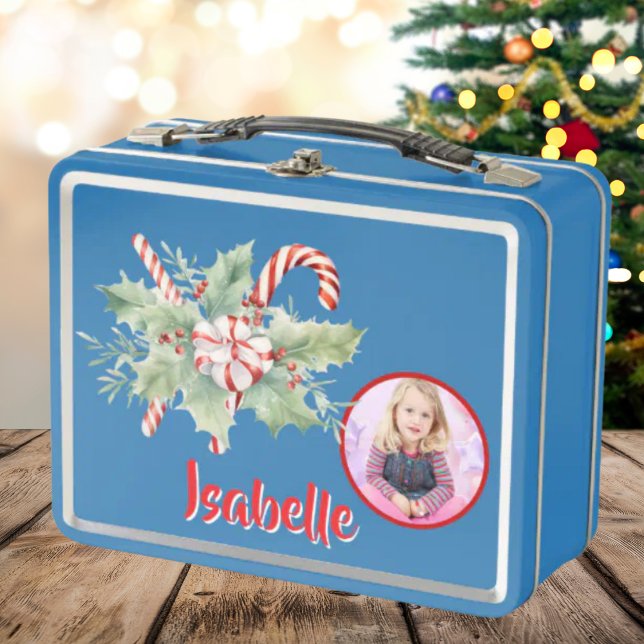 Niedlich Candy Cane Kids Foto Metal Lunchbox (Von Creator hochgeladen)