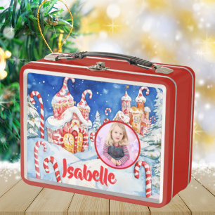 Niedlich Candy Cane Kids Foto Metal Lunchbox