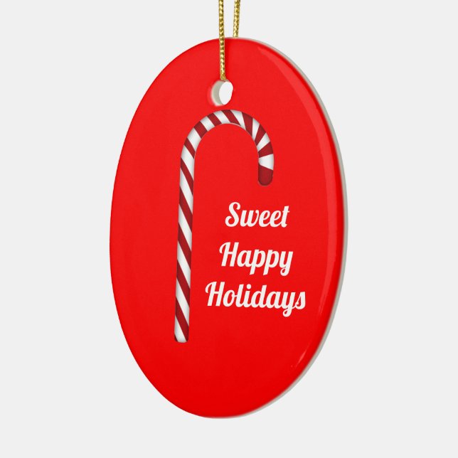 Niedlich Candy Cane Sweet Happy Holidays Keramik Ornament (Links)