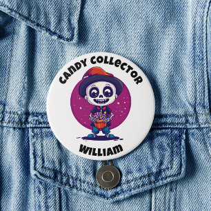 Niedlich Candy Collector Skeleton Boys Halloween Button
