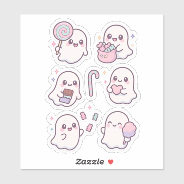 Niedlich Candy Ghosts Kawaii Sticker Pack (Blatt)