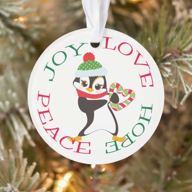 Niedlich Candy Heart Penguin Kids Ornament (Baum)
