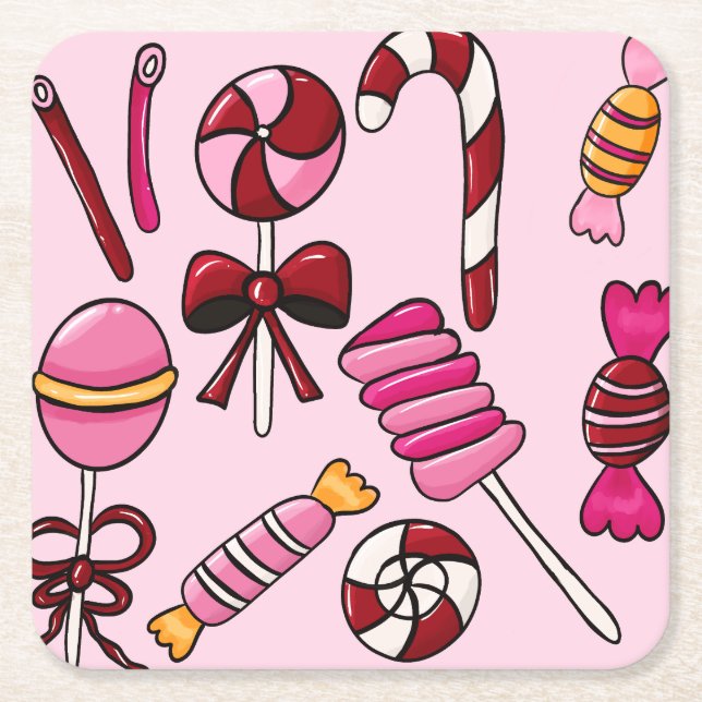 Niedlich Candy Rechteckiger Pappuntersetzer (Vorderseite)