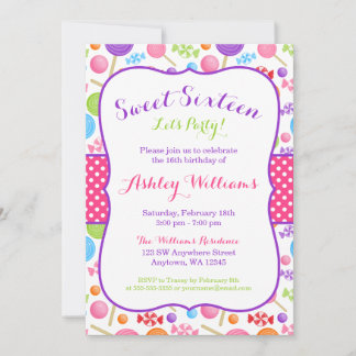 Niedlich Candy Sweet 16 Geburtstagsparty Einladung
