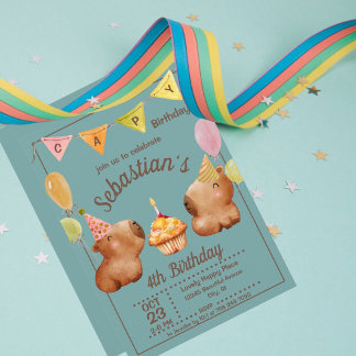 Niedlich Capy Birthday Capybara Party Einladung