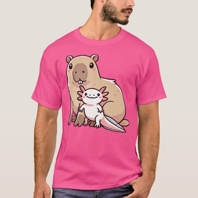 Niedlich Capybara Axolotl T-Shirt (Vorderseite)