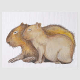 Niedlich Capybara Baby Mother Watercolor Kinderzim Seidenpapier