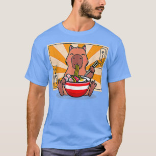 Niedlich Capybara Eating Ramen Funny Animal Anime  T-Shirt