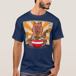 Niedlich Capybara Eating Ramen Funny Anime Manga T-Shirt