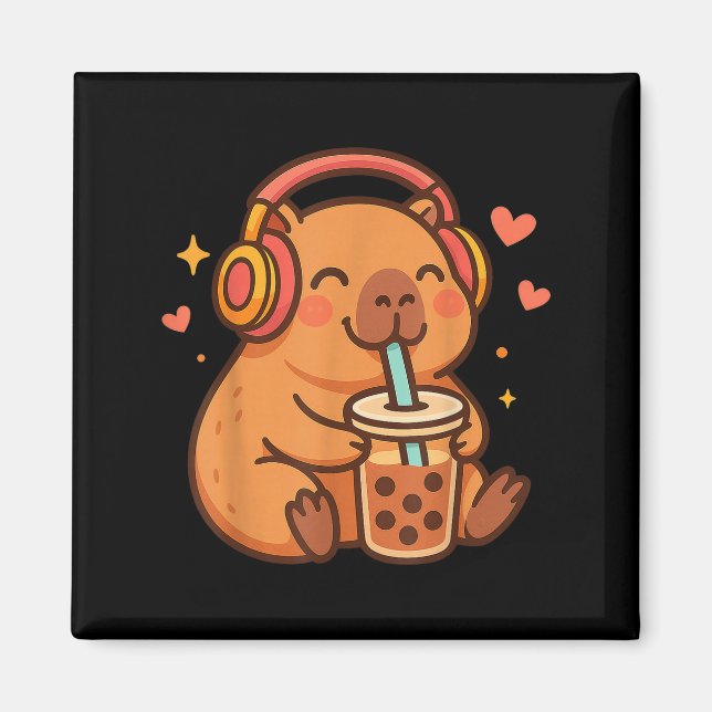 Niedlich Capybara Kawaii Anime Drinking Bubble Tee Magnet (Vorne)