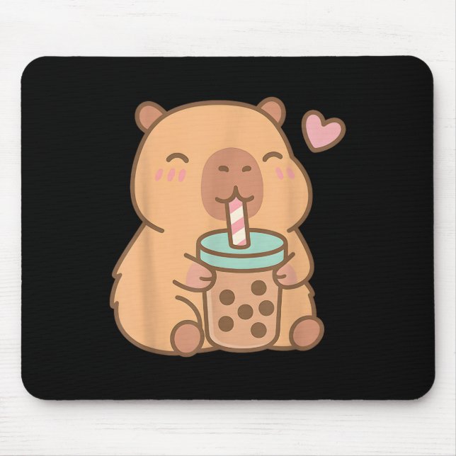 Niedlich Capybara Kawaii Anime Drinking Bubble Tee Mousepad (Vorne)