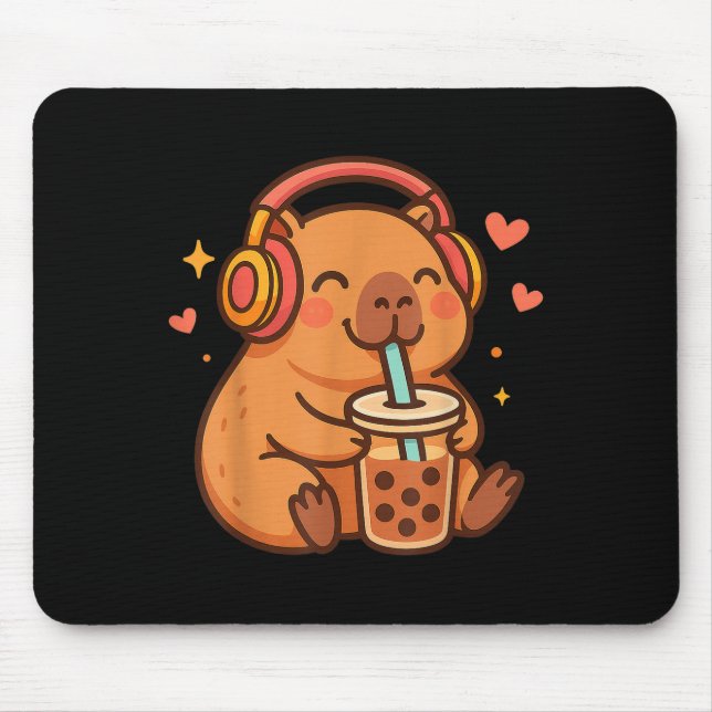 Niedlich Capybara Kawaii Anime Drinking Bubble Tee Mousepad (Vorne)