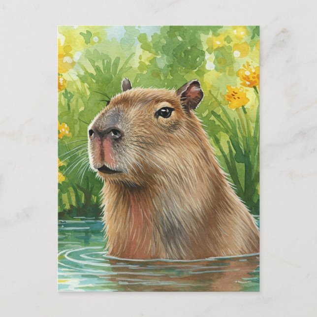 Niedlich Capybara Nature Water River Postkarte (Vorderseite)