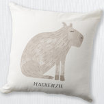 Niedlich Capybara Personalisiert Kissen<br><div class="desc">Eine lustige Wasserfarbe Capybara für Tiere und Wildtiere. Originelle Kunst von Nic Squirrell. Ändern oder entfernen Sie den Namen zu personalisieren.</div>