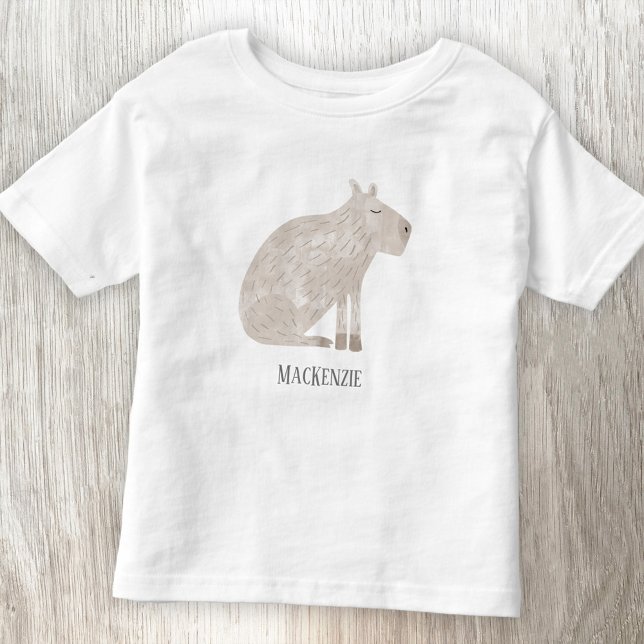 Niedlich Capybara Personalisiert Kleinkind T-shirt (Fun Capybara watercolor personalized custom name kids t-shirt)