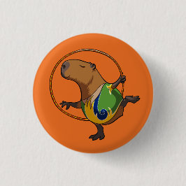 Niedlich Capybara Rhythmus Gymnastik Hoop Cartoon Button