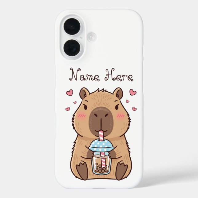 Niedlich Capybara Sipping Boba Tee Case-Mate iPhone Hülle (Rückseite)