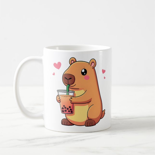 Niedlich Capybara trinken Boba Bubble Tea Girls Kaffeetasse (Links)