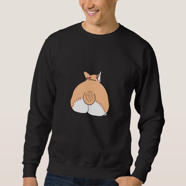 Niedlich Cardigan Pembroke Welsh Corgi Hintern Dop Sweatshirt (Vorderseite)