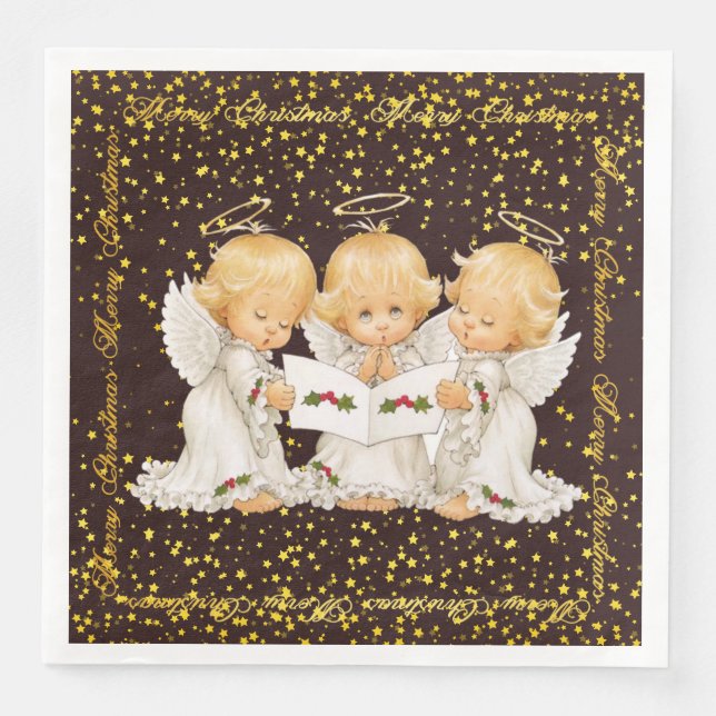 Niedlich Caroling Angeles Dinner Paper Napkin Serviette (Vorderseite)