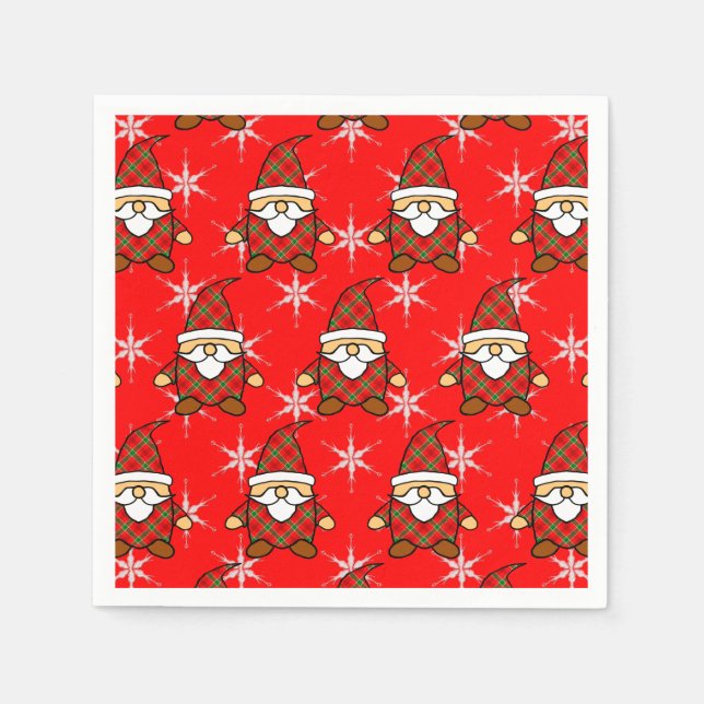 Niedlich Carton Gnome Pattern Weihnachten Napkins Serviette (Vorderseite)