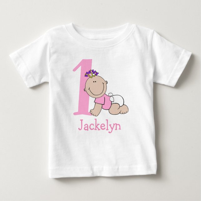 Niedlich Cartoon Baby Girl 1. Geburtstag T-shirt (Vorderseite)