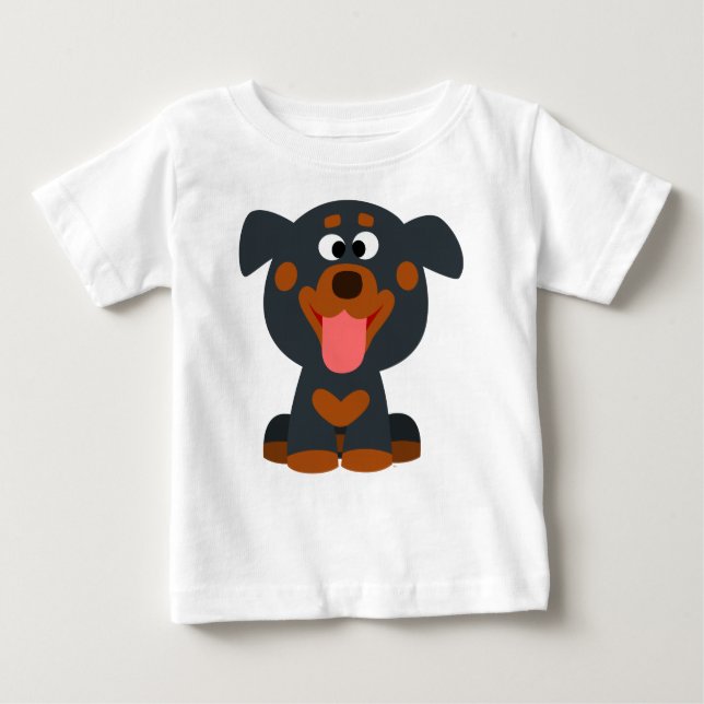 Niedlich Cartoon Baby Rottweiler Baby T - Shirt (Vorderseite)