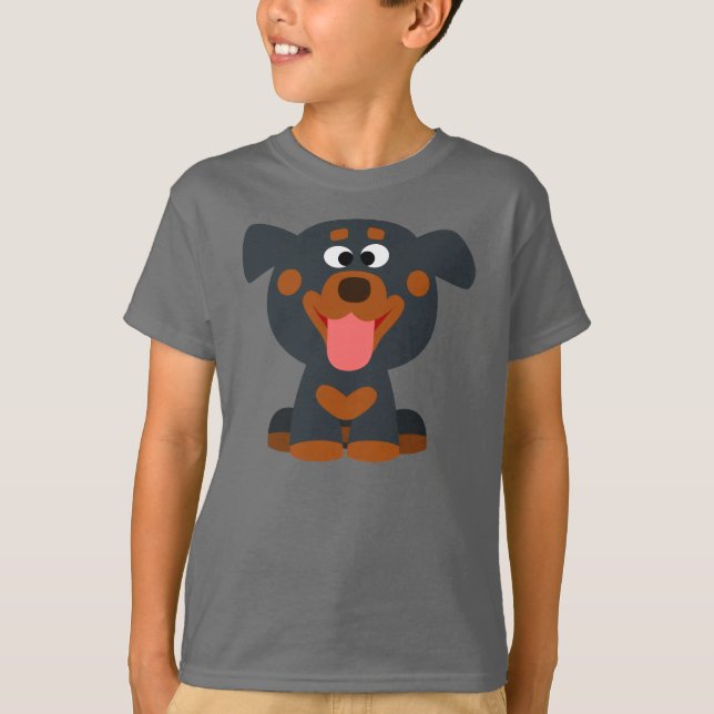 Niedlich Cartoon Baby Rottweiler Children T - Shir T-Shirt (Vorderseite)