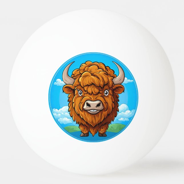 Niedlich Cartoon Bison Tischtennisball (Vorderseite)