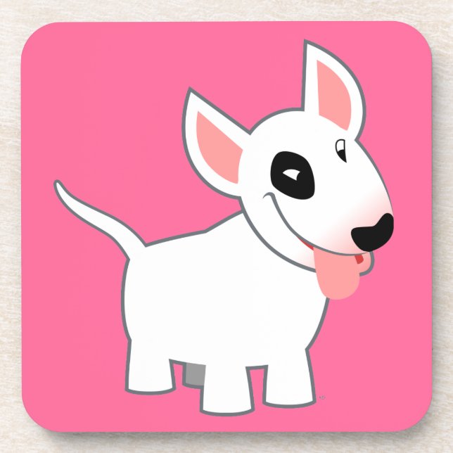 Niedlich Cartoon Bull Terrier Untersetzer Set (Vorderseite)