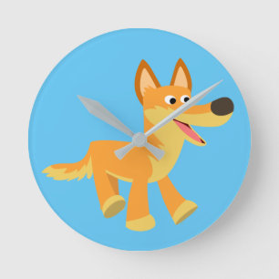 Niedlich Cartoon Dingo Runde Wanduhr
