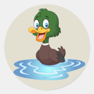 Niedlich Cartoon Duck Runder Aufkleber