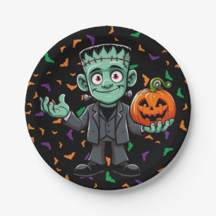 Niedlich, Cartoon Frankensteins Monster Pappteller