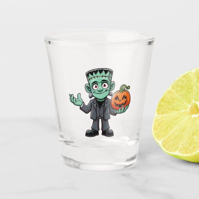 Niedlich, Cartoon Frankensteins Monster Schnapsglas (Vorderseite)