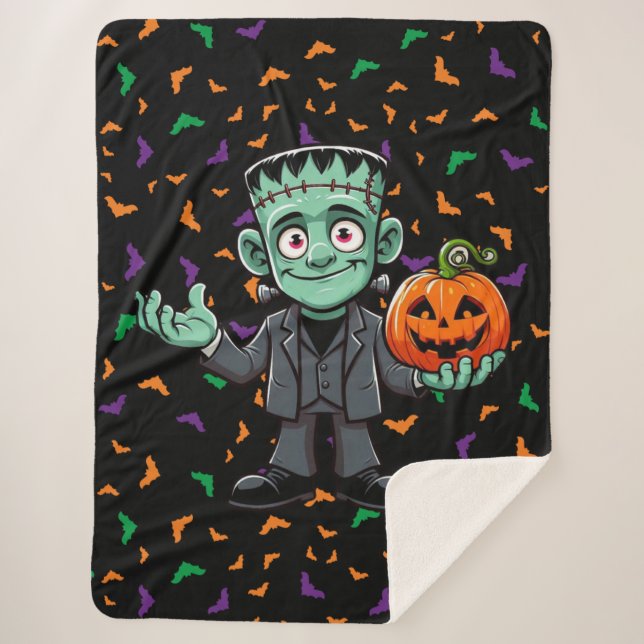 Niedlich, Cartoon Frankensteins Monster Sherpadecke (Vorderseite)
