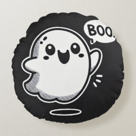 Niedlich Cartoon Ghost Sprichwort Boo Rundes Kissen