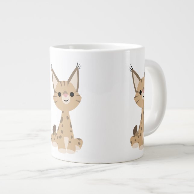 Niedlich Cartoon Lynx Jumbo Tasse (Vorderseite Rechts)