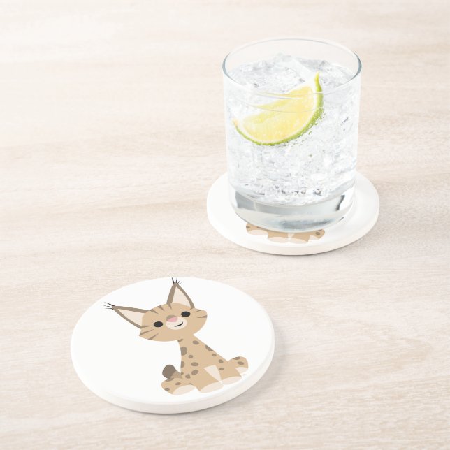 Niedlich Cartoon Lynx Untersetzer (Seite)