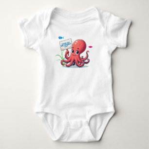 Niedlich, Cartoon-Oktopus mit Fischen Baby Strampler