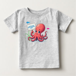Niedlich, Cartoon-Oktopus mit Fischen Baby T-shirt