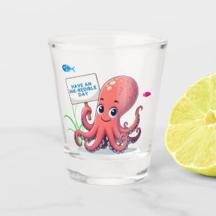 Niedlich, Cartoon-Oktopus mit Fischen Schnapsglas