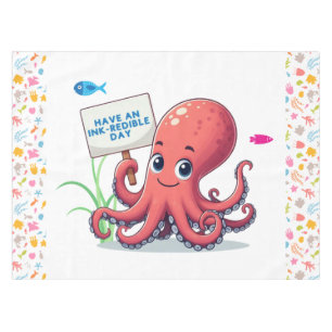 Niedlich, Cartoon-Oktopus mit Fischen Tischdecke