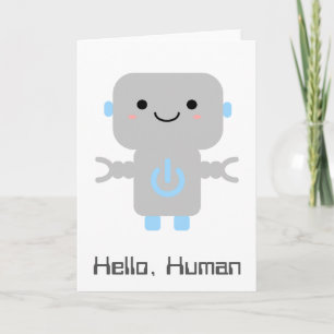 Niedlich Cartoon Robot   Hello Human Karte